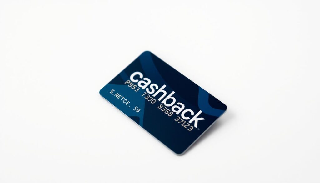 A crisp, high-resolution image of a sleek, modern-looking credit card with a prominent "cashback" graphic displayed prominently on the card's surface. The card is photographed against a clean, minimalist background, perhaps a plain white or light gray backdrop, allowing the card design to be the focal point. The lighting is soft and even, highlighting the card's details and textures. The angle of the shot is slightly elevated, giving the viewer a slight bird's-eye perspective on the card. The overall mood is one of simplicity, elegance, and financial savvy, reflecting the "cashback and discounts" theme of the article section.