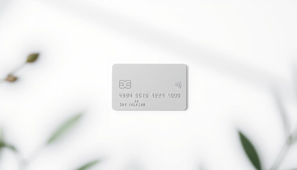 A modern and sleek credit card for students, showcased on a minimalist white background. The card has a clean, uncluttered design with a subtle metallic sheen, conveying a sense of sophistication and financial responsibility. Overhead lighting casts a soft, natural glow, highlighting the card's key features and details. The composition is balanced, with the card positioned centrally and framed by a subtly blurred foreground and background, keeping the focus on the product. An air of simplicity and elegance pervades the scene, reflecting the target audience of young, financially-savvy students seeking a reliable and versatile credit solution.