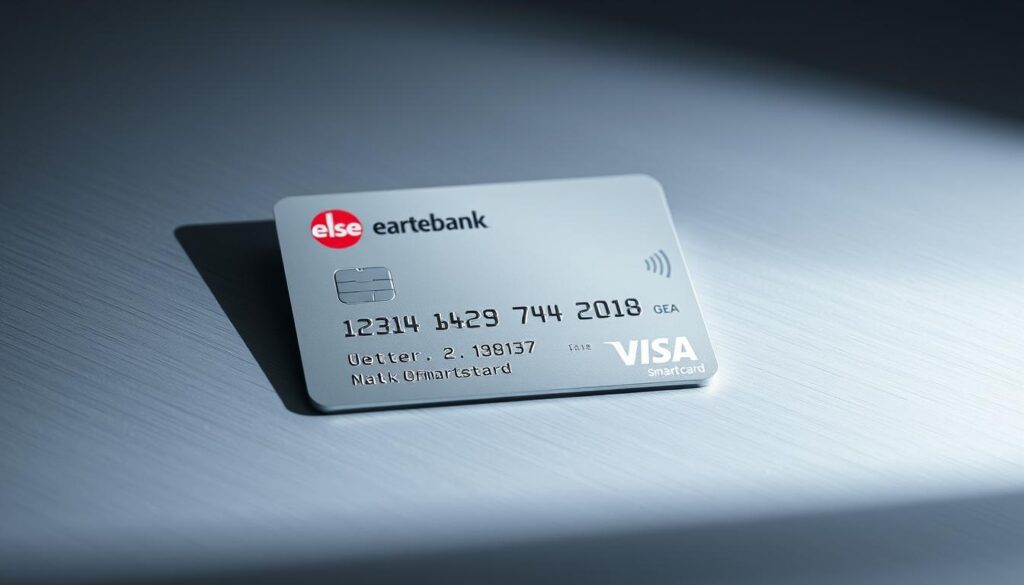 A Erste Bank Smartcard Visa card resting on a metallic surface, illuminated by soft, diffuse lighting from above. The card's sleek, silver-gray design is accentuated by crisp shadows and highlights, conveying a sense of modern sophistication and security. The card's surface is unmarked, devoid of any text or logos, focusing the viewer's attention on the card's physical form and inherent security features. The background is minimalist, allowing the card to take center stage, symbolizing its role as a reliable, secure financial tool. The overall mood is one of confidence, stability, and technological advancement. A Erste Bank Smartcard Visa card resting on a metallic surface, illuminated by soft, diffuse lighting from above. The card's sleek, silver-gray design is accentuated by crisp shadows and highlights, conveying a sense of modern sophistication and security. The card's surface is unmarked, devoid of any text or logos, focusing the viewer's attention on the card's physical form and inherent security features. The background is minimalist, allowing the card to take center stage, symbolizing its role as a reliable, secure financial tool. The overall mood is one of confidence, stability, and technological advancement.
