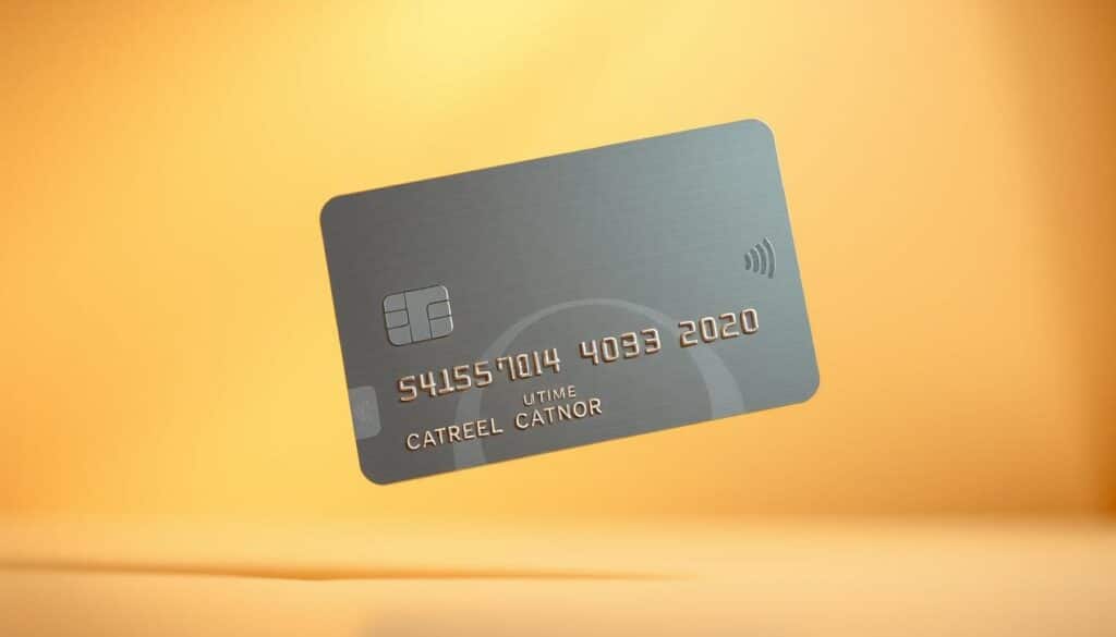 A clean and modern credit card floating against a warm, blurred background. The card has a sleek, metallic finish, with subtle textured details and minimal branding. The lighting is soft and directional, creating dimensional shadows that accentuate the card's form. The depth of field is narrow, keeping the card in sharp focus while the background gradually fades into a hazy, cozy ambiance. The overall composition is balanced and visually striking, showcasing the credit card as a premium, everyday financial tool. A clean and modern credit card floating against a warm, blurred background. The card has a sleek, metallic finish, with subtle textured details and minimal branding. The lighting is soft and directional, creating dimensional shadows that accentuate the card's form. The depth of field is narrow, keeping the card in sharp focus while the background gradually fades into a hazy, cozy ambiance. The overall composition is balanced and visually striking, showcasing the credit card as a premium, everyday financial tool.