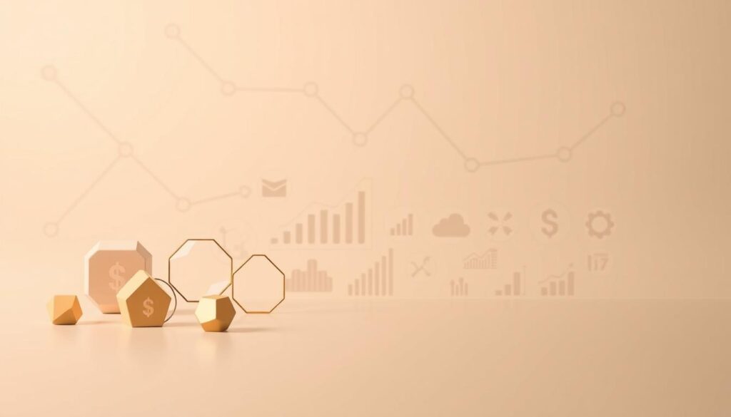 A clean, minimalist composition showcasing a selection of fundamental economic terms and concepts. The foreground features a group of abstract geometric shapes and symbols representing core financial elements such as currency, supply and demand, and market trends. The middle ground blends soft-focus data visualizations and infographic-style icons, conveying the analytical nature of economics. The background is a muted, neutral palette, allowing the key visual elements to take center stage. Warm, diffused lighting creates a sense of depth and emphasizes the simplicity and clarity of the design. The overall mood is informative, educational, and visually engaging, suitable for illustrating the basics of economic understanding.