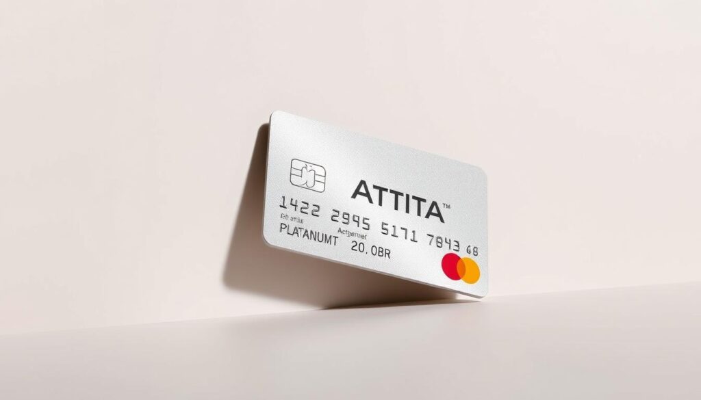 A clean, minimalist design showcasing a Aktia Platinum Mastercard against a soft, muted background. The card is displayed at an angle, capturing the metallic sheen and embossed logo with careful lighting. The composition is balanced, with the card as the central focus. The overall mood is one of sophistication and attention to detail, hinting at the premium features and services associated with the Aktia Platinum Mastercard. The scene conveys a sense of simplicity and elegance, reflecting the "Kustannukset ja vuosimaksut: mitä odottaa" section of the article.