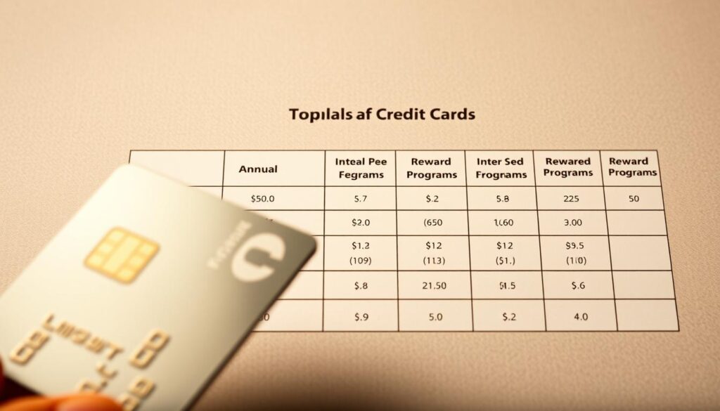 A comparison of credit cards in Bulgaria, showcasing their key features and benefits. In the foreground, a sleek metal credit card emerges from the shadows, its reflective surface catching the soft, warm lighting. In the middle ground, a grid-like layout displays various card details, such as annual fees, interest rates, and reward programs, presented in a clean and organized manner. The background features a muted, textured pattern reminiscent of financial documents, providing a professional and authoritative atmosphere. The overall composition conveys a sense of sophistication, reliability, and informed decision-making, inviting the viewer to explore the top credit card offerings in the Bulgarian market.