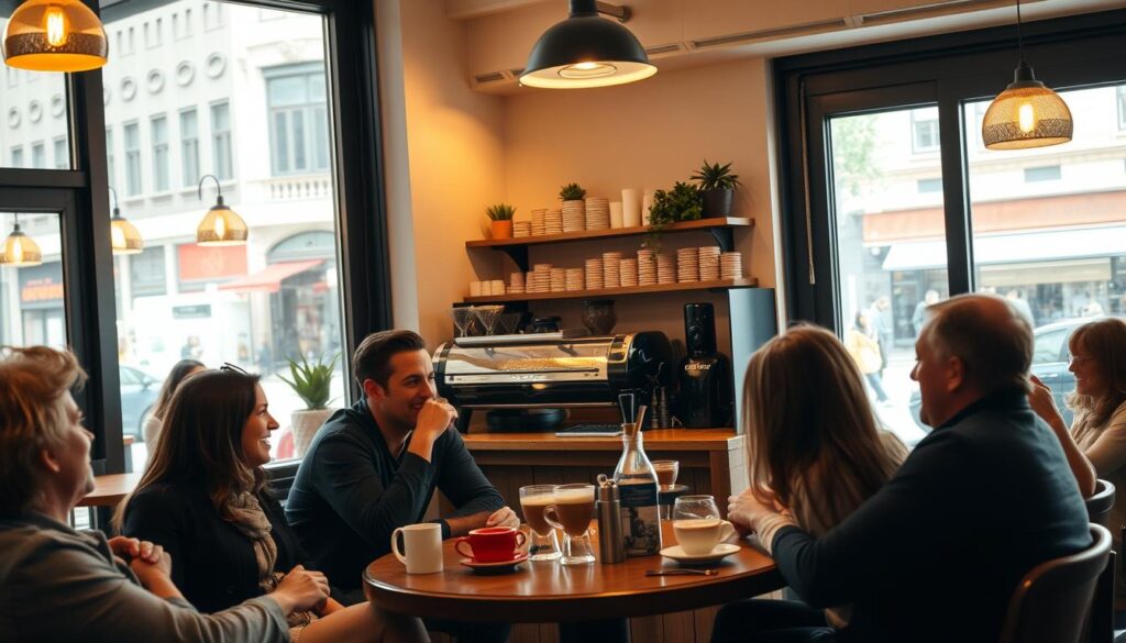 A cozy, well-lit café interior, with warm lighting and a comfortable, inviting atmosphere. In the foreground, a group of people are gathered around a table, engaged in animated conversation, their expressions reflecting a sense of camaraderie and contentment. In the middle ground, a barista is carefully crafting a selection of specialty coffee drinks, their skilled movements captured in a snapshot of the café's daily routine. The background features floor-to-ceiling windows, offering a glimpse of a bustling city street outside, creating a sense of connection between the intimate café space and the broader urban landscape. The overall scene conveys a sense of community, quality, and a positive customer experience that would be associated with the OP Platinum card. A cozy, well-lit café interior, with warm lighting and a comfortable, inviting atmosphere. In the foreground, a group of people are gathered around a table, engaged in animated conversation, their expressions reflecting a sense of camaraderie and contentment. In the middle ground, a barista is carefully crafting a selection of specialty coffee drinks, their skilled movements captured in a snapshot of the café's daily routine. The background features floor-to-ceiling windows, offering a glimpse of a bustling city street outside, creating a sense of connection between the intimate café space and the broader urban landscape. The overall scene conveys a sense of community, quality, and a positive customer experience that would be associated with the OP Platinum card.