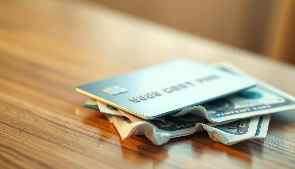 A credit card lying on a wooden table, with a sleek and modern design. The card has a subtle metallic sheen, reflecting the warm, ambient lighting from above. In the foreground, the card is placed atop a few crumpled dollar bills, suggesting the responsible management of finances during the interest-free period. The background is softly blurred, creating a sense of focus and clarity on the card itself. The overall mood is one of financial responsibility and diligence, complementing the article's subject and section title. A credit card lying on a wooden table, with a sleek and modern design. The card has a subtle metallic sheen, reflecting the warm, ambient lighting from above. In the foreground, the card is placed atop a few crumpled dollar bills, suggesting the responsible management of finances during the interest-free period. The background is softly blurred, creating a sense of focus and clarity on the card itself. The overall mood is one of financial responsibility and diligence, complementing the article's subject and section title.