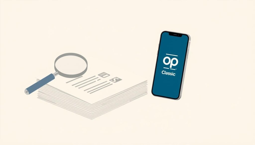 A crisp, minimalist illustration of the "Usein kysytyt kysymykset" section for the OP Classic credit card article. Set against a clean, off-white background, the scene features a stack of card application forms, a magnifying glass, and a smartphone displaying the OP Classic logo. Subtle metallic accents hint at the card's premium aesthetic. The overall composition conveys a sense of simplicity, clarity, and accessibility, reflecting the article's focus on making the application process straightforward for Finnish readers. A crisp, minimalist illustration of the "Usein kysytyt kysymykset" section for the OP Classic credit card article. Set against a clean, off-white background, the scene features a stack of card application forms, a magnifying glass, and a smartphone displaying the OP Classic logo. Subtle metallic accents hint at the card's premium aesthetic. The overall composition conveys a sense of simplicity, clarity, and accessibility, reflecting the article's focus on making the application process straightforward for Finnish readers.