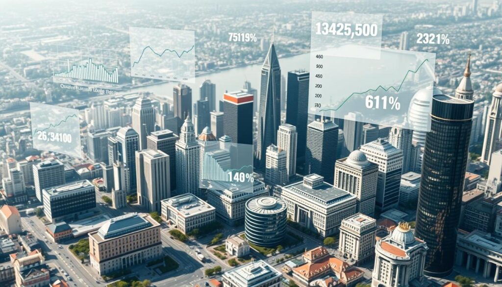 A detailed bird's-eye view of the current interest rate landscape in Serbia, showcasing the diverse range of interest rates across various financial instruments and institutions. The scene features a meticulously rendered cityscape, with skyscrapers, banks, and other financial institutions prominently displayed. In the foreground, a series of graph visualizations and data visualizations hover, providing granular insights into the fluctuations and trends of interest rates in the region. The lighting is soft and ambient, creating a sense of seriousness and professionalism. The overall composition conveys a comprehensive and analytical understanding of the current state of interest rates in Serbia, suitable for informative and educational purposes. A detailed bird's-eye view of the current interest rate landscape in Serbia, showcasing the diverse range of interest rates across various financial instruments and institutions. The scene features a meticulously rendered cityscape, with skyscrapers, banks, and other financial institutions prominently displayed. In the foreground, a series of graph visualizations and data visualizations hover, providing granular insights into the fluctuations and trends of interest rates in the region. The lighting is soft and ambient, creating a sense of seriousness and professionalism. The overall composition conveys a comprehensive and analytical understanding of the current state of interest rates in Serbia, suitable for informative and educational purposes.