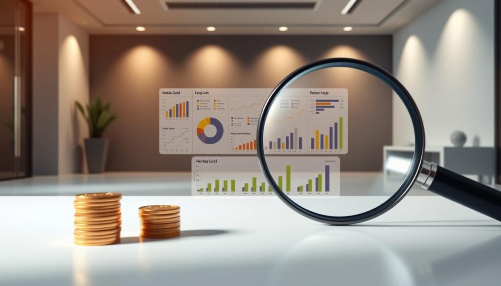 A detailed financial infographic depicting the cost structure and potential hidden expenses associated with the Nordea Gold student program. The foreground showcases a stack of gold coins and a magnifying glass, symbolizing the careful examination of financial details. The middle ground displays a series of meticulously crafted pie charts and bar graphs, illustrating the various cost components and their relative proportions. The background features a sleek, minimalist office setting with clean lines and muted tones, creating a professional, analytical atmosphere. The lighting is soft and directional, casting subtle shadows that enhance the three-dimensional depth of the scene. The overall composition and color palette convey a sense of refinement, precision, and financial acumen, aligning with the subject matter of the article section. A detailed financial infographic depicting the cost structure and potential hidden expenses associated with the Nordea Gold student program. The foreground showcases a stack of gold coins and a magnifying glass, symbolizing the careful examination of financial details. The middle ground displays a series of meticulously crafted pie charts and bar graphs, illustrating the various cost components and their relative proportions. The background features a sleek, minimalist office setting with clean lines and muted tones, creating a professional, analytical atmosphere. The lighting is soft and directional, casting subtle shadows that enhance the three-dimensional depth of the scene. The overall composition and color palette convey a sense of refinement, precision, and financial acumen, aligning with the subject matter of the article section.