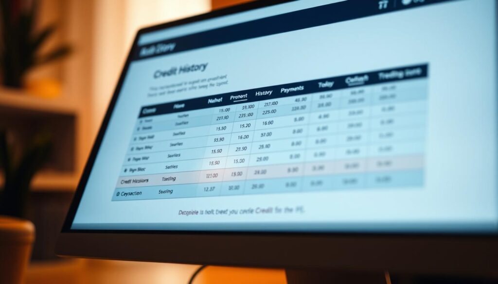 A detailed image of a credit history report displayed on a modern computer screen, bathed in warm, soft lighting. The report shows a timeline of financial transactions, credit scores, and payment histories, presented in a clean, minimalist interface. The overall scene conveys a sense of financial responsibility, transparency, and the importance of building a strong credit profile. The angle and composition draw the viewer's attention to the key information, highlighting the significance of credit history in personal finance management. A detailed image of a credit history report displayed on a modern computer screen, bathed in warm, soft lighting. The report shows a timeline of financial transactions, credit scores, and payment histories, presented in a clean, minimalist interface. The overall scene conveys a sense of financial responsibility, transparency, and the importance of building a strong credit profile. The angle and composition draw the viewer's attention to the key information, highlighting the significance of credit history in personal finance management.