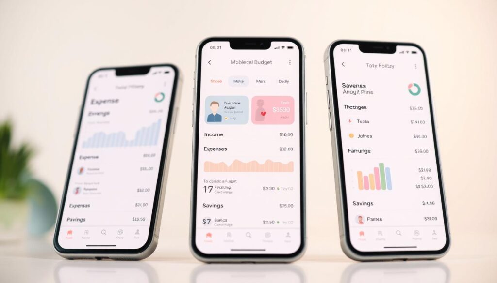 A detailed, user-friendly budget management app with a minimalist, intuitive interface. The app features a clean, organized layout with clearly labeled sections for income, expenses, and savings. Soft pastel tones create a calming, focused atmosphere. The app's icons and illustrations convey the core functionality in a visually appealing manner. Subtle lighting effects and depth of field create a sense of depth and professionalism. The overall design strikes a balance between functionality and aesthetics, making personal finance management feel accessible and empowering.