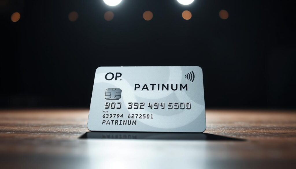 A high-resolution, detailed image of the OP Platinum credit card, showcasing its sleek platinum finish and distinctive design. The card is prominently displayed in the foreground, captured from a low angle with dramatic lighting that accentuates its luxurious, premium appearance. The background is blurred, creating a sense of depth and focus on the card. The overall composition and lighting convey a sense of exclusivity and sophistication, reflecting the prestige associated with the OP Platinum card. A high-resolution, detailed image of the OP Platinum credit card, showcasing its sleek platinum finish and distinctive design. The card is prominently displayed in the foreground, captured from a low angle with dramatic lighting that accentuates its luxurious, premium appearance. The background is blurred, creating a sense of depth and focus on the card. The overall composition and lighting convey a sense of exclusivity and sophistication, reflecting the prestige associated with the OP Platinum card.