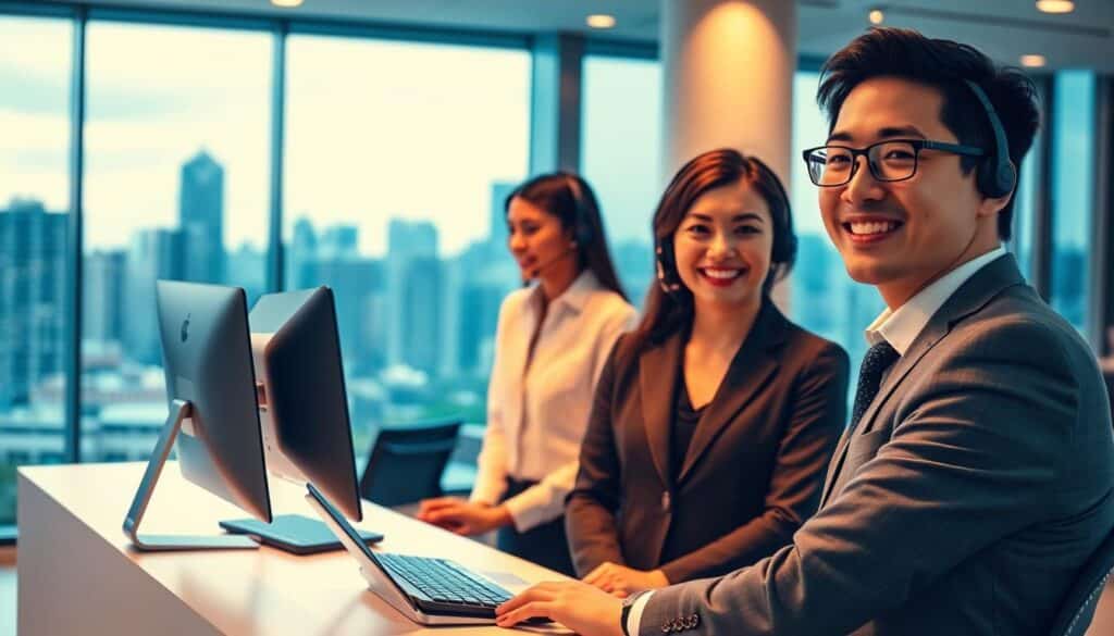 A modern and vibrant customer support service desk, illuminated by warm, diffused lighting. In the foreground, a friendly customer service representative smiles warmly, ready to assist a well-dressed customer with a polite and attentive demeanor. The middle ground showcases a clean, minimalist design with sleek, Hype-branded furniture and equipment. In the background, a large window provides a view of a bustling city skyline, emphasizing the professional and urban atmosphere. The overall scene conveys a sense of efficiency, reliability, and a commitment to providing a positive user experience for Hype customers. A modern and vibrant customer support service desk, illuminated by warm, diffused lighting. In the foreground, a friendly customer service representative smiles warmly, ready to assist a well-dressed customer with a polite and attentive demeanor. The middle ground showcases a clean, minimalist design with sleek, Hype-branded furniture and equipment. In the background, a large window provides a view of a bustling city skyline, emphasizing the professional and urban atmosphere. The overall scene conveys a sense of efficiency, reliability, and a commitment to providing a positive user experience for Hype customers.