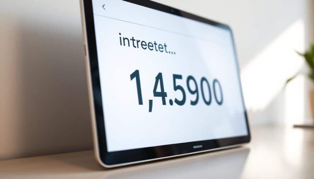 A neatly arranged savings account, its interest rate prominently displayed on the digital interface. The interface showcases a sleek, minimalist design, with clean lines and a muted color palette that exudes a sense of sophistication and financial acumen. The screen is bathed in soft, diffused lighting, creating a serene and inviting atmosphere, conveying the idea of a secure financial future. The camera angle captures the display at a slight upward tilt, emphasizing the importance and centrality of the interest rate information, while the depth of field blurs the background, keeping the focus solely on the key financial details. A neatly arranged savings account, its interest rate prominently displayed on the digital interface. The interface showcases a sleek, minimalist design, with clean lines and a muted color palette that exudes a sense of sophistication and financial acumen. The screen is bathed in soft, diffused lighting, creating a serene and inviting atmosphere, conveying the idea of a secure financial future. The camera angle captures the display at a slight upward tilt, emphasizing the importance and centrality of the interest rate information, while the depth of field blurs the background, keeping the focus solely on the key financial details.