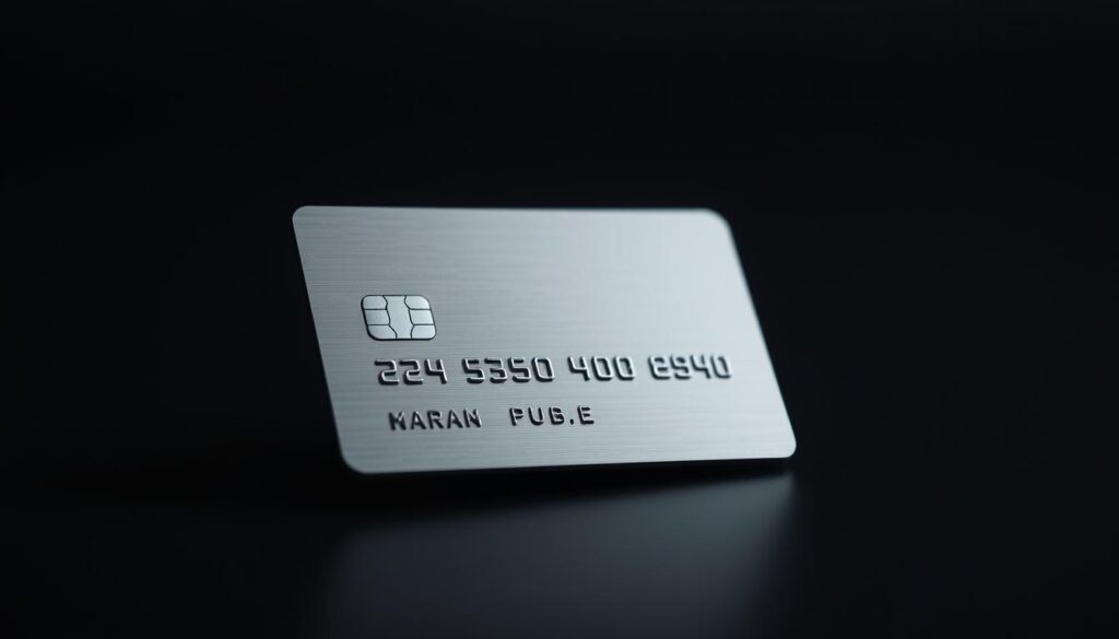 A secure credit card protected by a chipped keypad, casting a subtle glow against a dark, minimalist background. The card's sleek metallic surface reflects the cautious posture of its owner, who meticulously enters their PIN with a focused expression. The scene conveys a sense of security and control, emphasizing the importance of safeguarding one's financial information in a digital world. Soft, directional lighting illuminates the card's key details, highlighting the advanced security features that guard against fraud and unauthorized access. The overall composition suggests a clean, modern aesthetic that aligns with the responsible use of a credit card. A secure credit card protected by a chipped keypad, casting a subtle glow against a dark, minimalist background. The card's sleek metallic surface reflects the cautious posture of its owner, who meticulously enters their PIN with a focused expression. The scene conveys a sense of security and control, emphasizing the importance of safeguarding one's financial information in a digital world. Soft, directional lighting illuminates the card's key details, highlighting the advanced security features that guard against fraud and unauthorized access. The overall composition suggests a clean, modern aesthetic that aligns with the responsible use of a credit card.