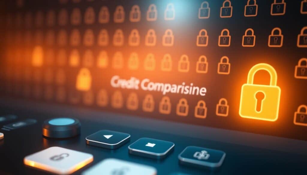 A serene, secure digital interface showcasing credit comparison options, bathed in a soft, warm glow. In the foreground, sleek, minimalist icons and buttons hint at effortless navigation, while a subtle pattern of lock symbols in the background conveys a sense of privacy and protection. The overall composition radiates a calming, trustworthy atmosphere, inviting the user to explore the landscape of Latvian credit options with confidence and peace of mind. A serene, secure digital interface showcasing credit comparison options, bathed in a soft, warm glow. In the foreground, sleek, minimalist icons and buttons hint at effortless navigation, while a subtle pattern of lock symbols in the background conveys a sense of privacy and protection. The overall composition radiates a calming, trustworthy atmosphere, inviting the user to explore the landscape of Latvian credit options with confidence and peace of mind.