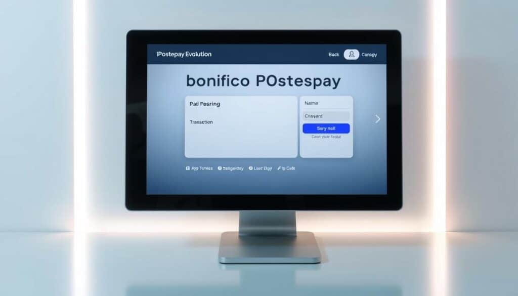A sleek and modern digital banking interface, showcasing a "bonifico SEPA Postepay" transaction screen against a clean, minimalist background. The interface features a crisp, high-resolution display with intuitive controls and a streamlined layout, highlighting the ease and convenience of international money transfers with Postepay Evolution. Soft, directional lighting accentuates the refined aesthetic, creating a sense of professionalism and reliability. The overall composition conveys a seamless, user-friendly experience for securely sending money across Europe. A sleek and modern digital banking interface, showcasing a "bonifico SEPA Postepay" transaction screen against a clean, minimalist background. The interface features a crisp, high-resolution display with intuitive controls and a streamlined layout, highlighting the ease and convenience of international money transfers with Postepay Evolution. Soft, directional lighting accentuates the refined aesthetic, creating a sense of professionalism and reliability. The overall composition conveys a seamless, user-friendly experience for securely sending money across Europe.