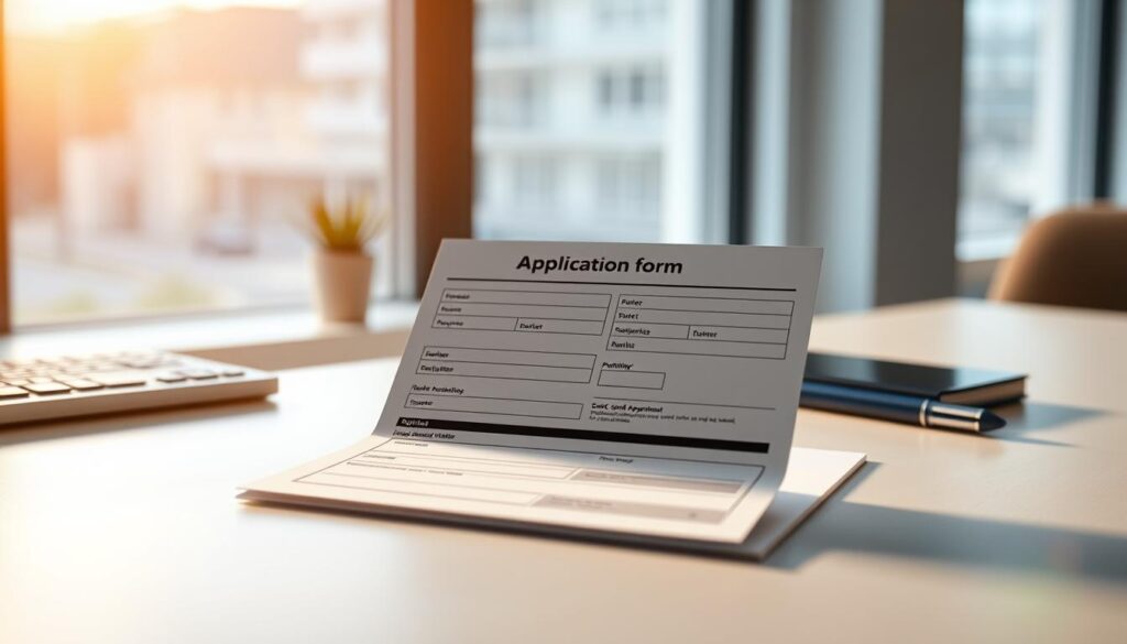 A smartcard application form neatly arranged on a minimalist desk, illuminated by warm, natural lighting from a large window. The form itself is prominently displayed, its fields and sections clearly visible, conveying a sense of organized efficiency. The background is blurred, drawing the viewer's focus to the application details. The overall atmosphere is professional, inviting the user to engage with the application process in a straightforward manner. A smartcard application form neatly arranged on a minimalist desk, illuminated by warm, natural lighting from a large window. The form itself is prominently displayed, its fields and sections clearly visible, conveying a sense of organized efficiency. The background is blurred, drawing the viewer's focus to the application details. The overall atmosphere is professional, inviting the user to engage with the application process in a straightforward manner.