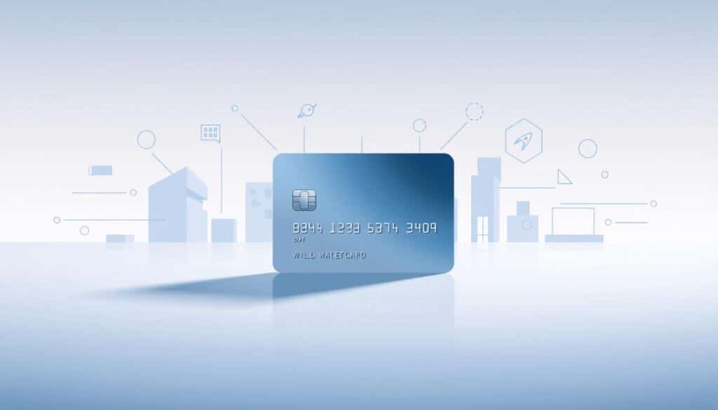 A sophisticated, minimalist illustration showcasing the optimization of credit card benefits. In the foreground, a sleek, metallic credit card rests atop a clean, neutral surface, casting a subtle reflection. The middle ground features an array of geometric shapes and lines, representing the various features and offers available on the card. The background is filled with a soft, muted gradient, creating a sense of depth and emphasizing the card's central focus. The lighting is cool and directional, highlighting the card's metallic finish and conveying a sense of precision and efficiency. The overall composition is balanced and visually engaging, reflecting the idea of maximizing credit card perks.
