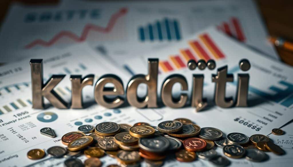 A striking visual representation of the word "kredīti" (loans) against a backdrop of financial documents, charts, and ledgers. The image is captured with a shallow depth of field, drawing the viewer's attention to the central word, rendered in a bold, metallic typeface that conveys a sense of weight and solidity. The overall lighting is soft and diffused, creating a contemplative and serious mood. The middle ground features a scattered array of currency, coins, and other financial symbols, while the background blurs into a hazy, almost abstract representation of the financial landscape. The composition and attention to detail work together to convey the importance and complexity of the topic of "kredīti" and its role in personal financial management. A striking visual representation of the word "kredīti" (loans) against a backdrop of financial documents, charts, and ledgers. The image is captured with a shallow depth of field, drawing the viewer's attention to the central word, rendered in a bold, metallic typeface that conveys a sense of weight and solidity. The overall lighting is soft and diffused, creating a contemplative and serious mood. The middle ground features a scattered array of currency, coins, and other financial symbols, while the background blurs into a hazy, almost abstract representation of the financial landscape. The composition and attention to detail work together to convey the importance and complexity of the topic of "kredīti" and its role in personal financial management.