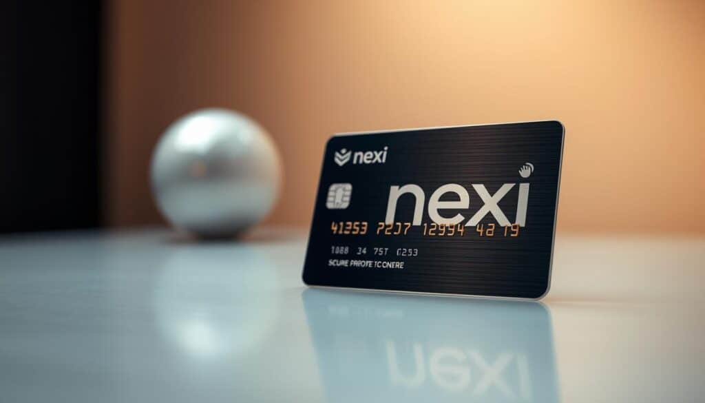 A stylish and secure credit card made of sleek metal, its surface reflecting the warm glow of soft lighting. In the foreground, the Nexi logo stands out in crisp detail, exuding a sense of premium quality. The middle ground showcases various card features, such as contactless payment icons and security chip, emphasizing the card's advanced protection. The background subtly fades into a minimalist, elegant setting, creating an overall impression of sophistication and digital safety for the user. A stylish and secure credit card made of sleek metal, its surface reflecting the warm glow of soft lighting. In the foreground, the Nexi logo stands out in crisp detail, exuding a sense of premium quality. The middle ground showcases various card features, such as contactless payment icons and security chip, emphasizing the card's advanced protection. The background subtly fades into a minimalist, elegant setting, creating an overall impression of sophistication and digital safety for the user.