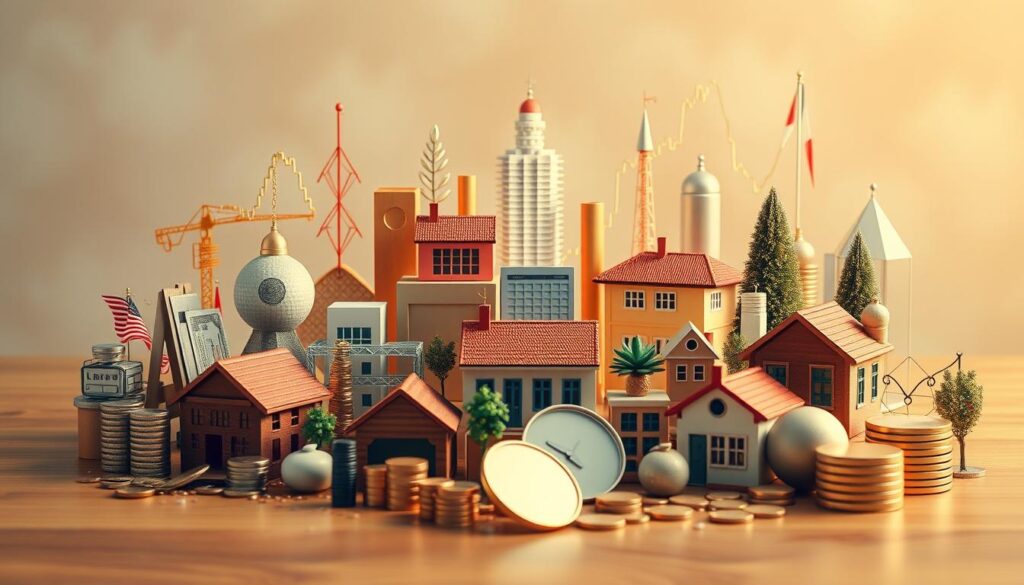 A visually striking image of "diversifikacija" that aligns with the article's subject and section title. Showcase a diverse array of financial instruments, including stocks, bonds, real estate, and alternative investments, artfully arranged in a balanced, harmonious composition. Depict the scene with a warm, inviting color palette and soft, diffused lighting that evokes a sense of stability and prudent wealth management. Angle the camera to provide a captivating, three-dimensional perspective, highlighting the interconnectedness and synergy of the various investment vehicles. Convey a mood of thoughtful, strategic diversification that empowers investors to navigate the complexities of the financial landscape with confidence.