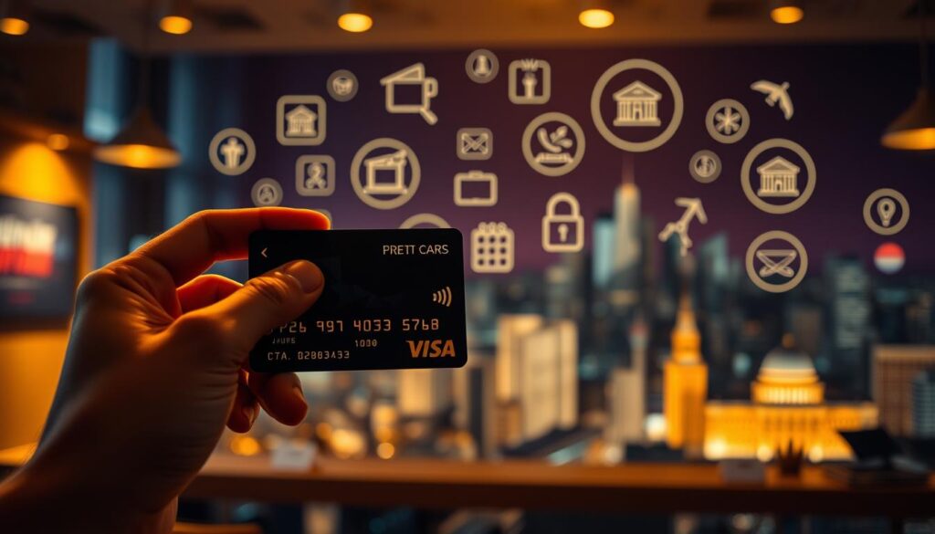 A well-lit scene depicting the advantages of credit cards in Serbia. In the foreground, a person's hand holding a credit card, showcasing its sleek design and modern features. In the middle ground, various icons and symbols representing the convenience, security, and rewards of credit card usage. In the background, a stylized cityscape or financial district, conveying the sense of financial empowerment and economic progress associated with credit card adoption. The overall mood is one of sophistication, progress, and the benefits of embracing modern financial tools. Lighting is warm and inviting, capturing the positive aspects of credit card usage. A well-lit scene depicting the advantages of credit cards in Serbia. In the foreground, a person's hand holding a credit card, showcasing its sleek design and modern features. In the middle ground, various icons and symbols representing the convenience, security, and rewards of credit card usage. In the background, a stylized cityscape or financial district, conveying the sense of financial empowerment and economic progress associated with credit card adoption. The overall mood is one of sophistication, progress, and the benefits of embracing modern financial tools. Lighting is warm and inviting, capturing the positive aspects of credit card usage.