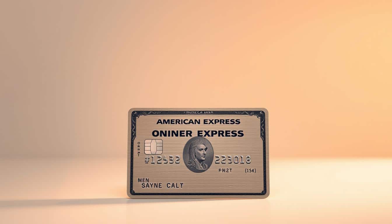 A sleek and modern credit card taking center stage, its metallic surface gleaming under warm, directional lighting. The card is placed against a clean, minimalist background, with a subtle gradient adding depth and visual interest. The composition is balanced, allowing the card to be the focal point while hinting at the effortless application process and premium benefits associated with an American Express card. The scene conveys a sense of exclusivity, sophistication, and the convenience of quickly obtaining this coveted financial product.