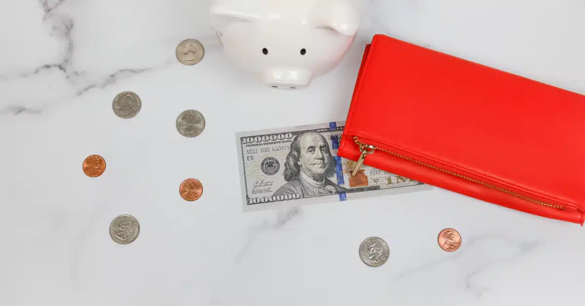 a piggy bank and coins in the snow